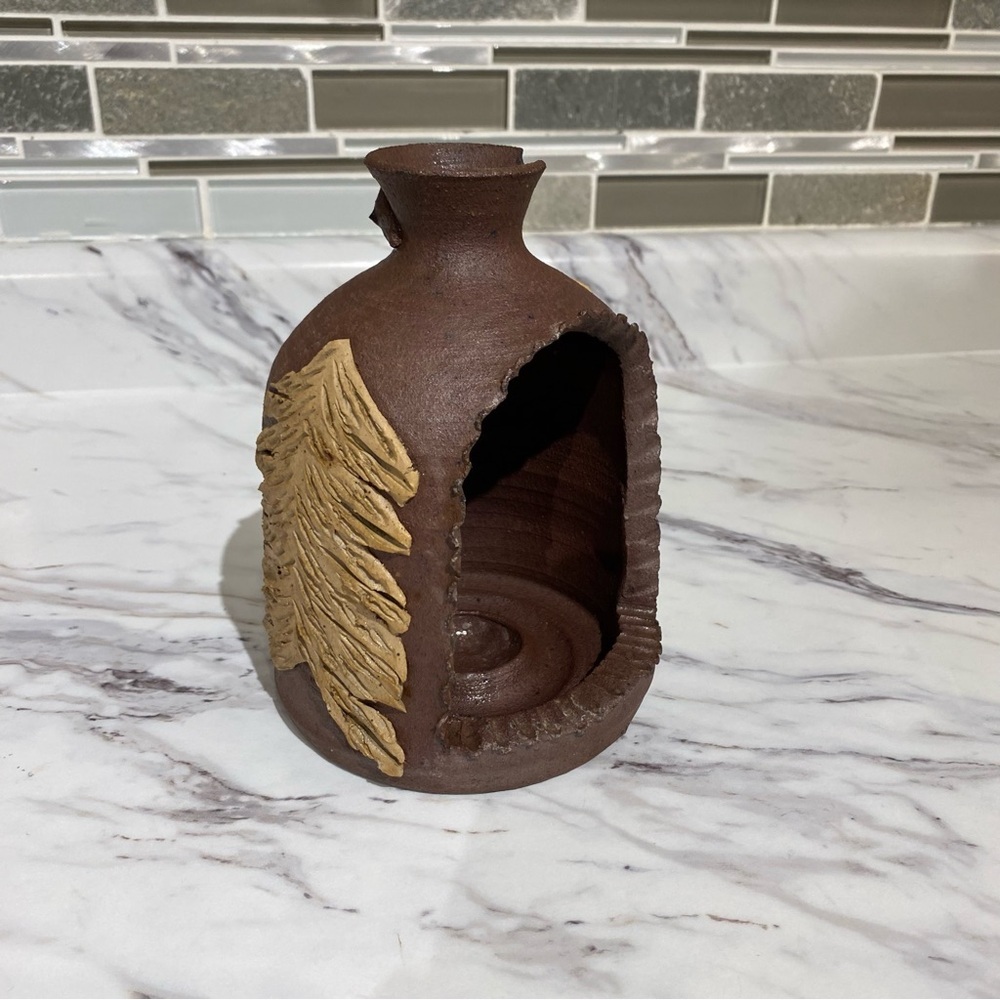 Vintage pottery lantern candle holder